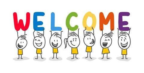 Stick figures. Welcome. Stock Illustration