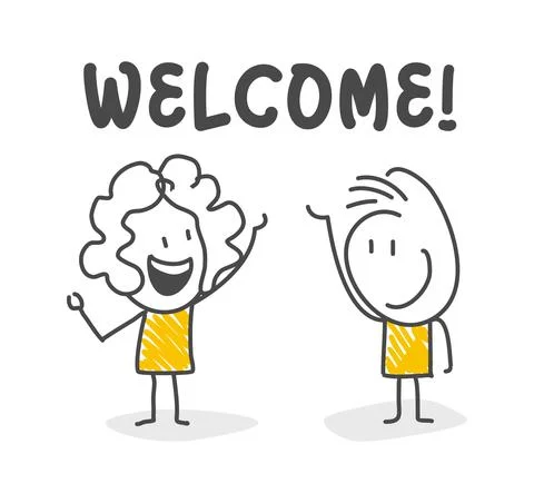 Stick figures. Welcome. Vector. Stock Illustration