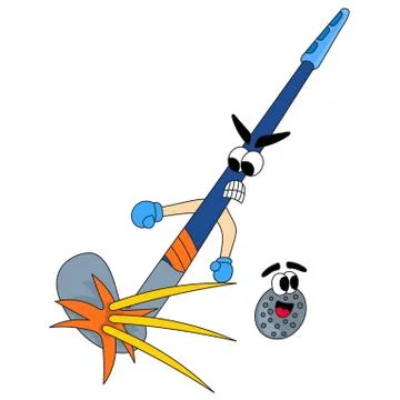 Stick hit ball Stock Illustration