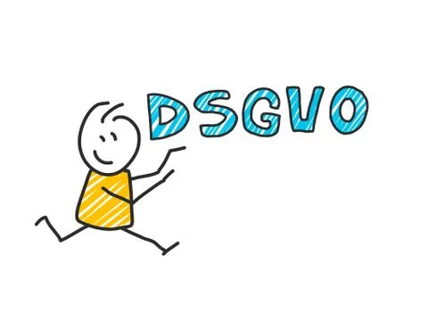 Stick man in front of DSGVO letters. General Data Protection Regulation. GDPR Stock Illustration
