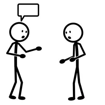 Stick man having friendly conversation with another person Stock Illustration