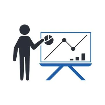 Stick man shows the analyst, the increase in the indicator on schedule Stock Illustration