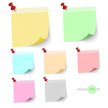 Stick note paper with Color set Isolate on white  background,Vector  Illustra Stock Illustration