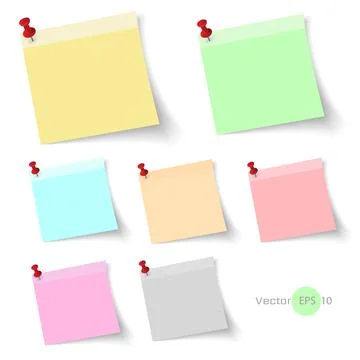 Stick note paper with Color set Isolate on white  background,Vector  Illustra Stock Illustration
