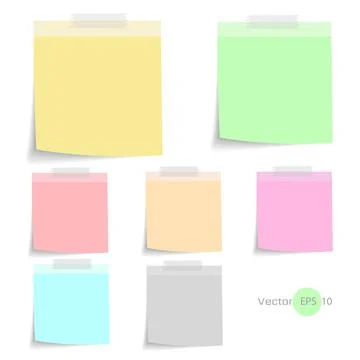 Stick note paper with Color set Isolate on white  background,Vector  Illustra Illustrazione stock