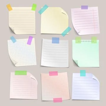 Stick note papers vector set Stock Illustration