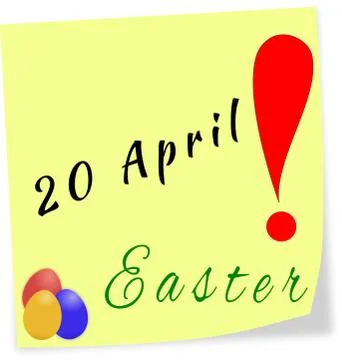 Stick note as reminder with date of easter-20.04.2014 Illustrazione stock