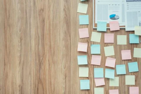 Stick notes on the office wall Stock Photos