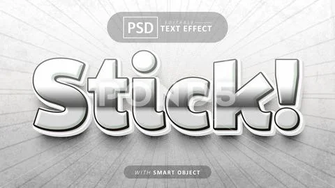 Stick text - editable 3d font effect PSD Template