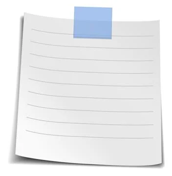 Sticked paper note. Lined sheet realistic mockup Stock Illustration