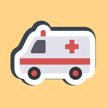 Sticker ambulance. Transportation elements. Good for prints, posters, logo,.. イラスト素材