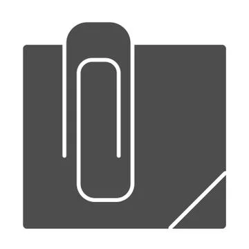 Sticker and clip solid icon. Advertising note paper with push pin symbol, glyph Stock Illustration