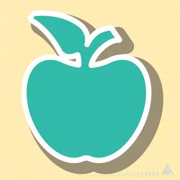 Sticker Apple - Simple illustration, Editable stroke, Design template vector, Stock Illustration