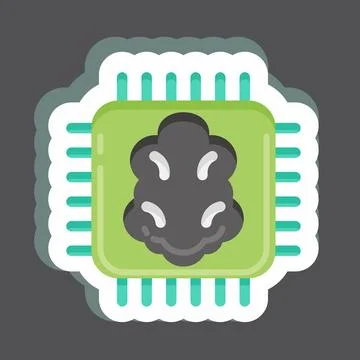 Sticker Artificial Intelligence. related to Machine Learning symbol. simple.. Stock Illustration