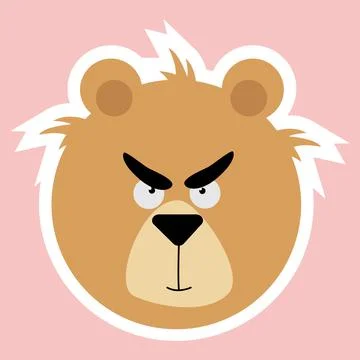 A sticker with a bear face. Bear. Stock Illustration