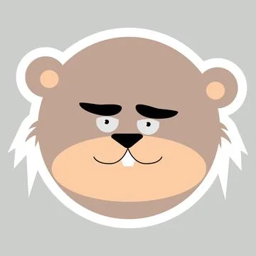 A sticker with a beaver face. Beaver. Stock Illustration