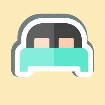 Sticker Bed 3. related to Bedding symbol. design editable Stock Illustration