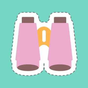 Sticker Binoculars - Line Cut - Simple illustration,Editable stroke Stock Illustration