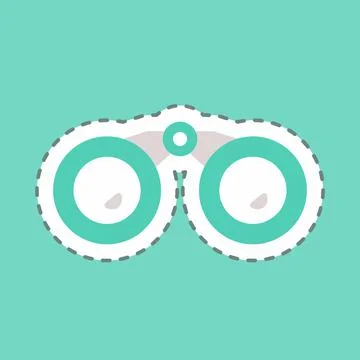 Sticker Binoculars - Line Cut - Simple illustration,Editable stroke Stock Illustration