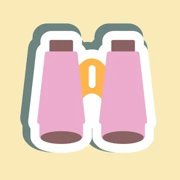 Sticker Binoculars - Simple illustration,Editable stroke Stock Illustration
