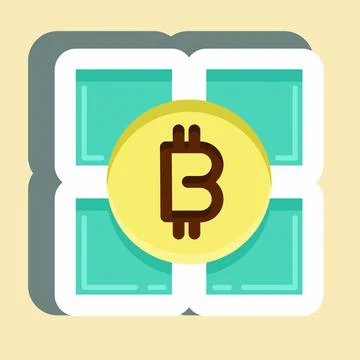Sticker Blockchain Technology. suitable for education symbol. simple design e 스톡 일러스트