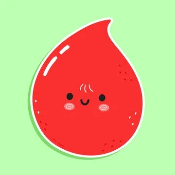Sticker Blood drop character. Vector hand drawn cartoon kawaii character il.. Stock Illustration
