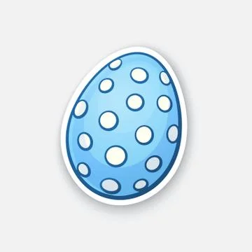 Sticker blue Easter egg with dotted pattern Stock Illustration