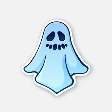 Sticker of blue ghost Stock Illustration