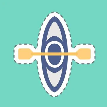 Sticker Boating - Line Cut - Simple illustration,Editable stroke Stock Illustration