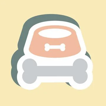 Sticker Bone and leash - Simple illustration,Editable stroke Stock Illustration