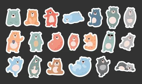 Sticker Bookmark. Funny Bear. Stock Illustration