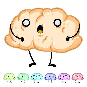 Sticker brain character cartoon vector graphic Stock Illustration