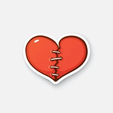 Sticker broken heart Stock Illustration
