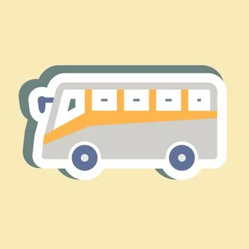 Sticker Bus - Simple illustration,Editable stroke Stock Illustration