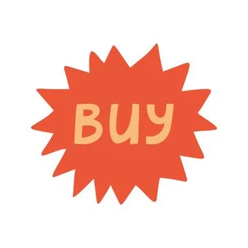 Sticker Buy in flat vector style. Hand drawn vector illustration online sho.. Stock Illustration