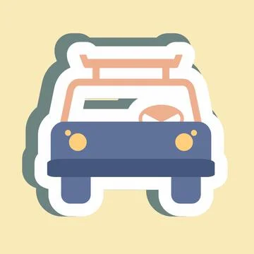 Sticker Cab - Simple illustration,Editable stroke Stock Illustration