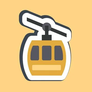 Sticker cable car. Transportation elements. Good for prints, posters, logo,.. Stock Illustration
