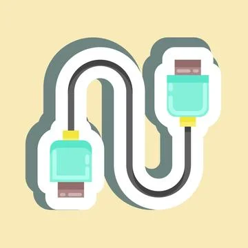 Sticker Cable. suitable for Computer Components symbol. simple design editabl Stock Illustration