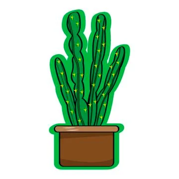 Sticker of a cactus icon Stock Illustration