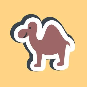 Sticker camel. Islamic elements of Ramadhan, Eid Al Fitr, Eid Al Adha. Good.. Illustrazione stock