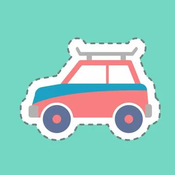 Sticker Car - Line Cut - Simple illustration,Editable stroke Illustrazione stock