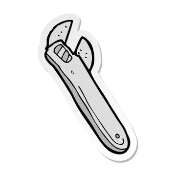 Sticker of a cartoon adjustable spanner Stock Illustration