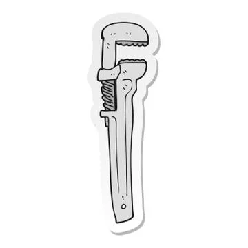 Sticker of a cartoon adjustable wrench Stock Illustration
