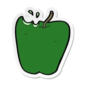 Sticker of a cartoon apple Stock Illustration