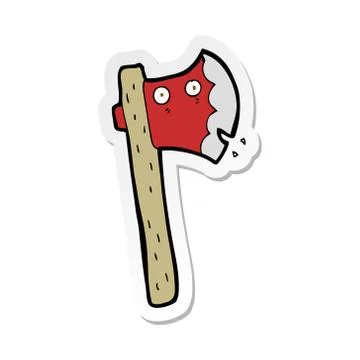 Sticker of a cartoon axe Stock Illustration