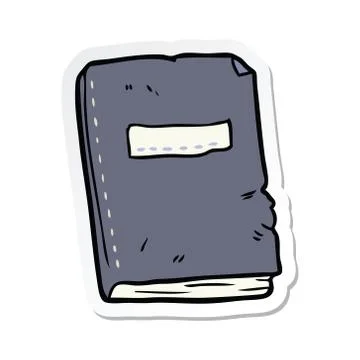 Sticker of a cartoon battered old notebook Stock Illustration
