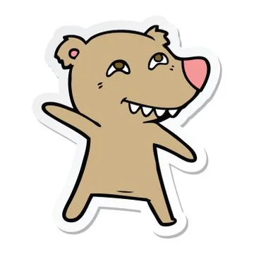 Sticker of a cartoon bear dancing Illustrazione stock