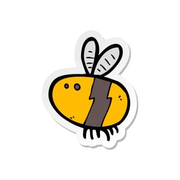 Sticker of a cartoon bee Stock Illustration