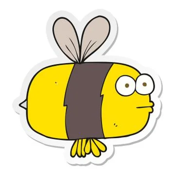 Sticker of a cartoon bee Stock Illustration