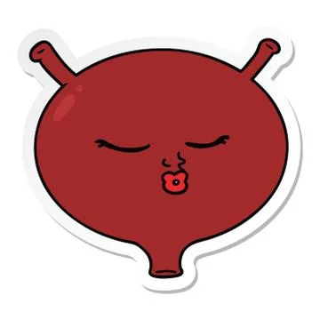 Sticker of a cartoon bladder Stock Illustration